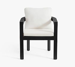 Open Box: Malibu Metal Curved Outdoor Dining Armchair with High Performance Cushion Cover - Black