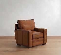 Open Box: Pearce Square Arm Leather Recliner - Burnished Saddle, Espresso