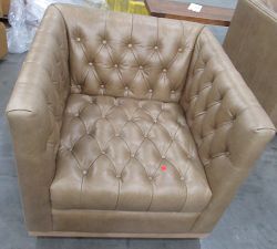 Open Box: Edgewood Leather Swivel Chair without Nailheads - Legacy Taupe, Seadrift