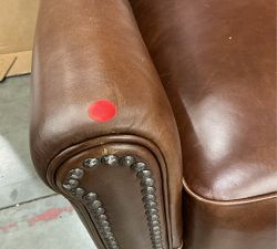 Open Box: Irving Roll Arm Leather Swivel Recliner with Nailheads - Statesville Molasses