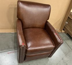 Open Box: Irving Roll Arm Leather Swivel Recliner with Nailheads - Statesville Molasses