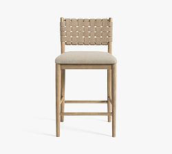 Open Box: Skylar Counter Stool (26") - Rustic Linen Parchment Nubuck Sand, Seadrift
