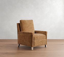 Open Box: Tyler Square Arm Leather Manual Tall Recliner with Nailheads (41") - Keystone Sandstone, Seadrift