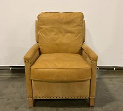 Open Box: Tyler Square Arm Leather Manual Tall Recliner with Nailheads (41") - Keystone Sandstone, Seadrift