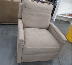 Open Box: Tyler Square Arm Leather Swivel Glider Manual Recliner without Nailheads - Nubuck Sand