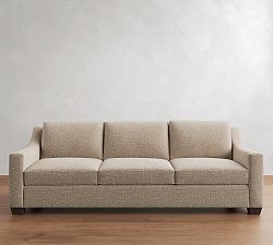 Open Box: York Slope Arm Grand Sofa (108"), 3X3, Down Blend - Performance Midland Tweed Stone