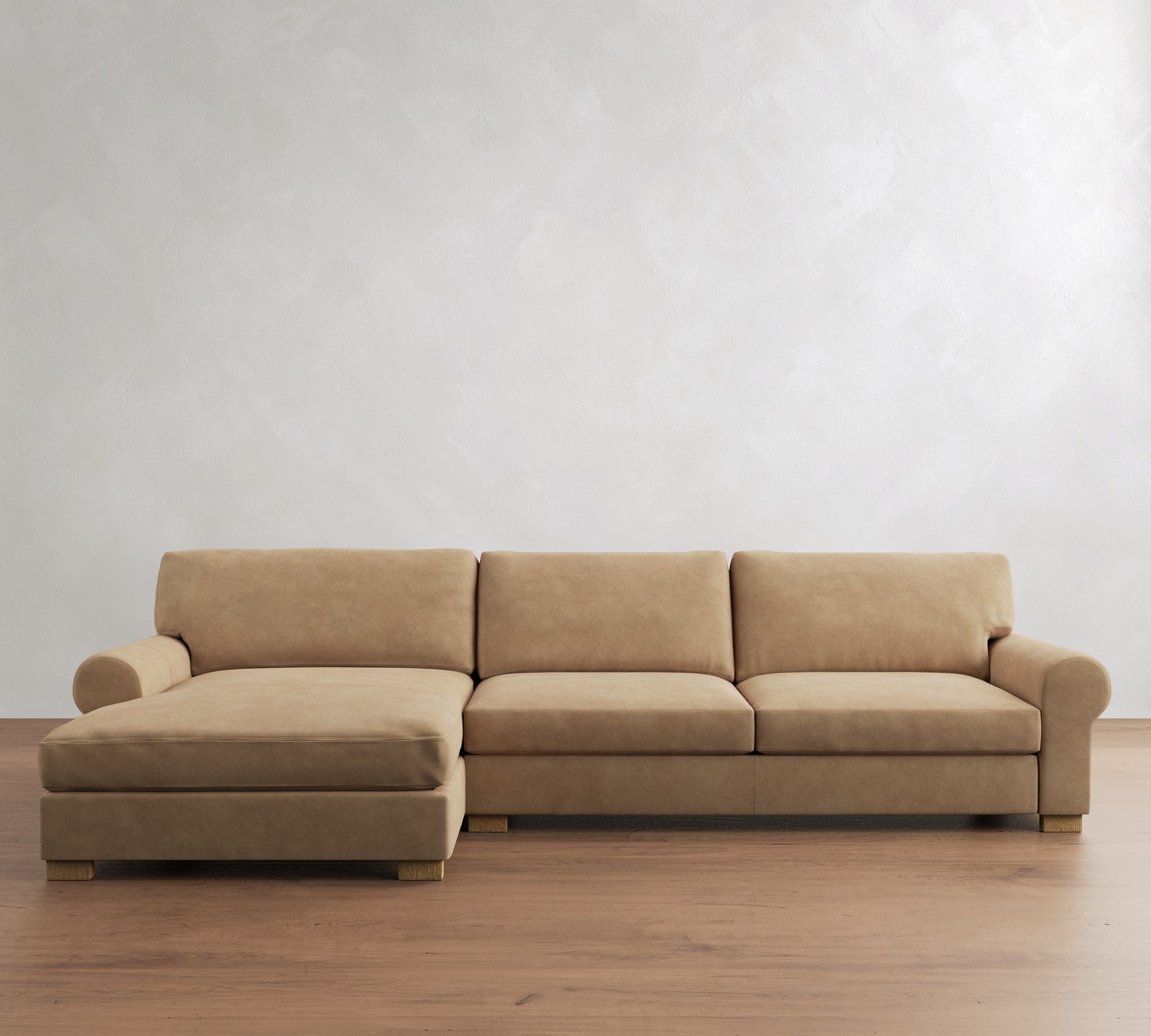 Turner Roll Arm Leather Chaise Sectional (111"&ndash;133")