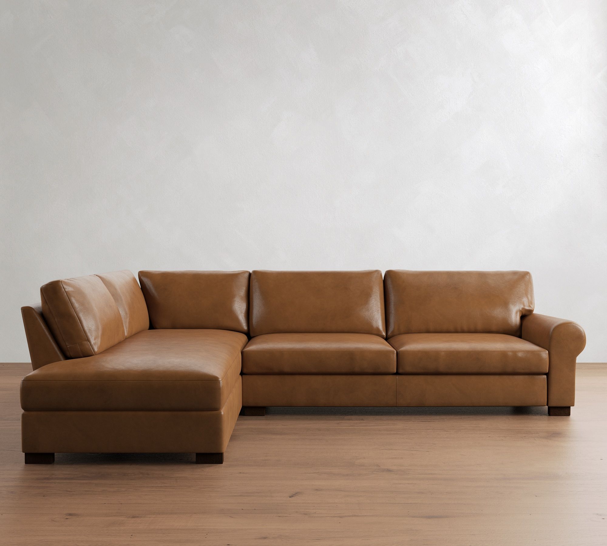 Turner Roll Arm Leather Return Bumper Sectional (109"&ndash;127")