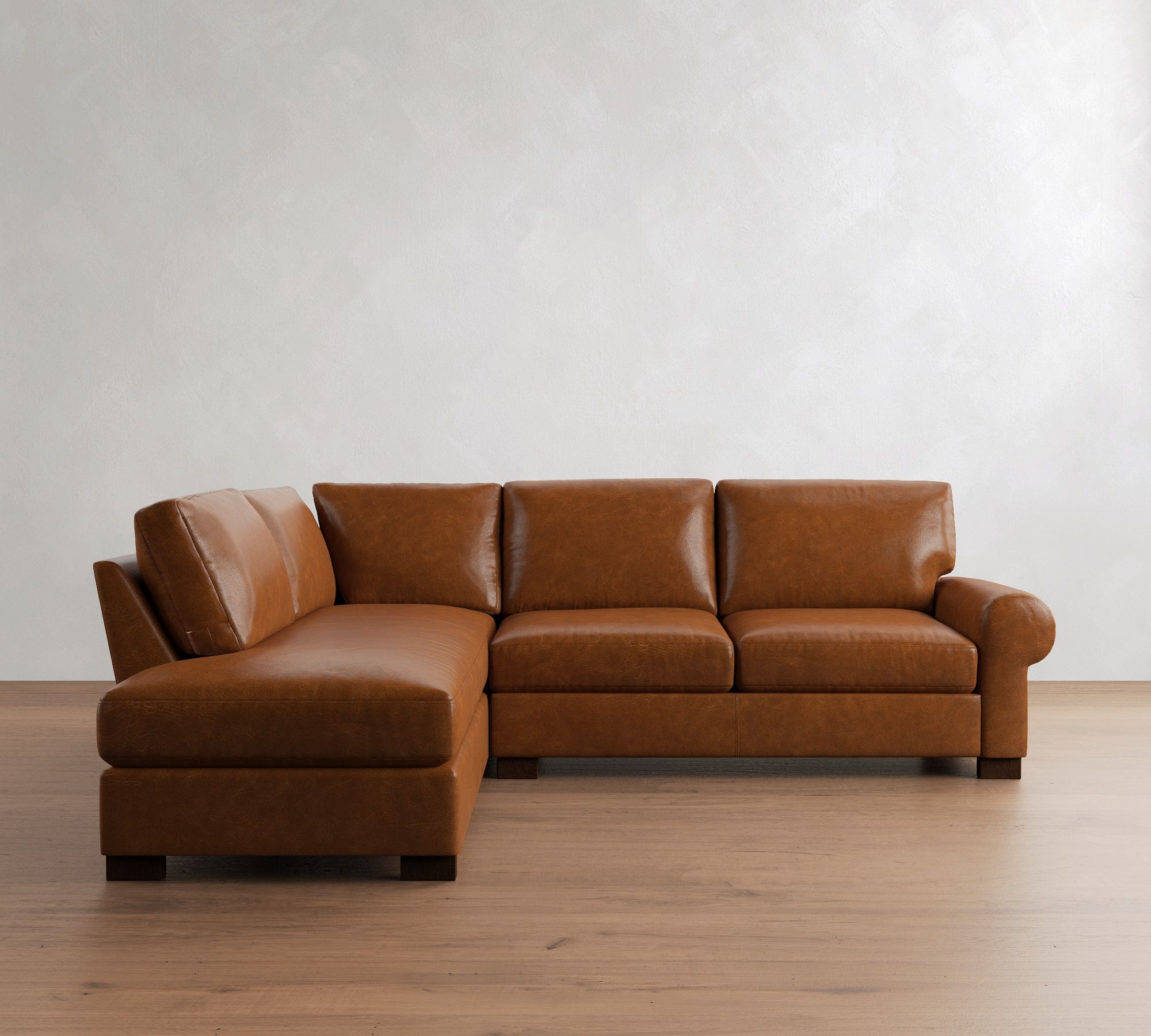Turner Roll Arm Leather Return Bumper Sectional (109"&ndash;127") - thumbnail 6
