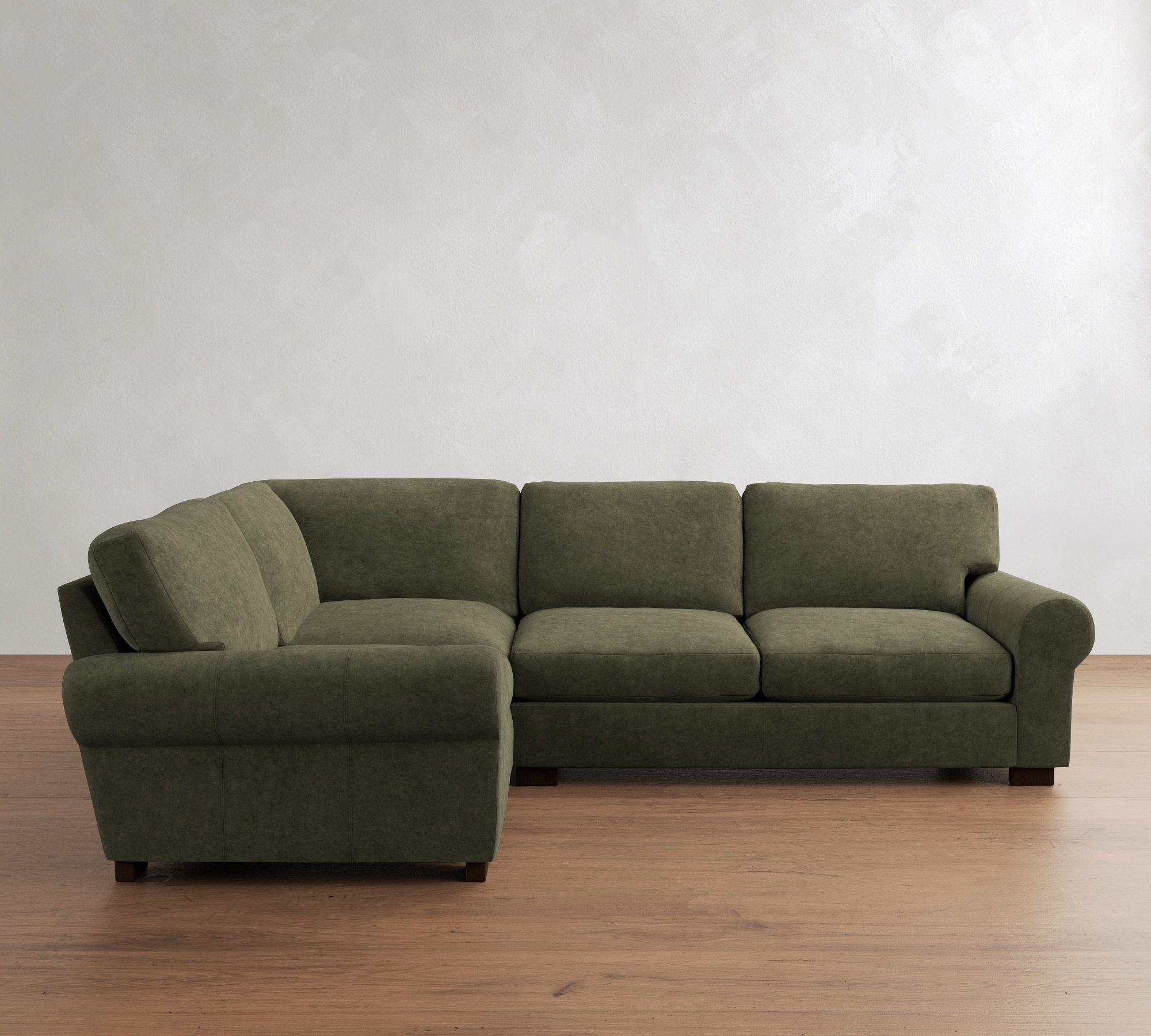 Turner Roll Arm Leather 3-Piece Sectional (109"-114")