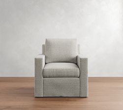Cameron Modern Square Arm Slipcovered Swivel Chair