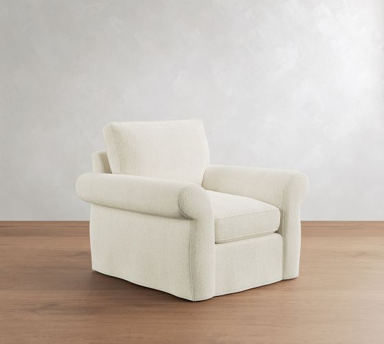 Pearce Roll Arm Deep Seat Slipcovered Swivel Chair by Pottery Barn