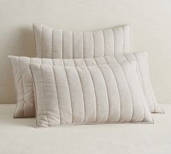 European Flax Linen Cotton Channel Stitch Quilted Sham
