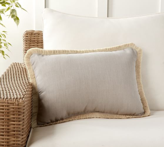 Sunbrella® Solid Fringe Outdoor Lumbar Pillow