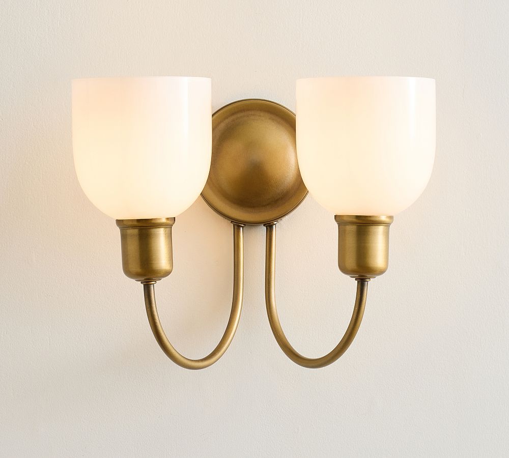 Holmes Milk Glass Double Sconce (13") by Pottery Barn
