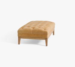 Edgewood Tufted Leather Ottoman