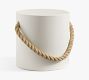 Coastal Concrete &amp; Rope Outdoor Side Table (14"-16")