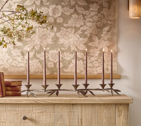 Botanical Forged Iron Candle Holder Centerpiece