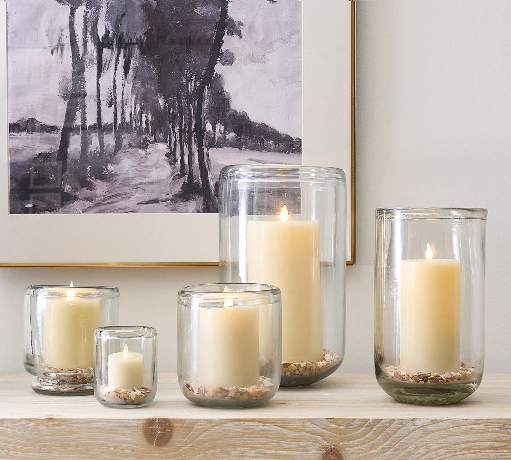 Brie Handcrafted Glass Hurricane Candle Holder by Pottery Barn