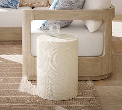 Textured Earthenware Outdoor Accent Table (13")