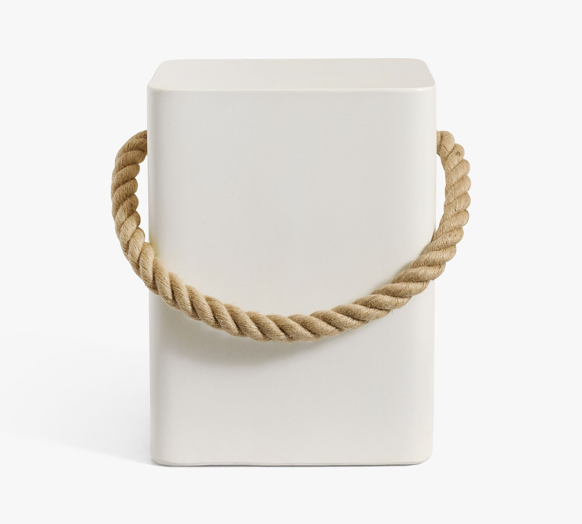 Coastal Concrete &amp; Rope Outdoor Side Table (14"-16")