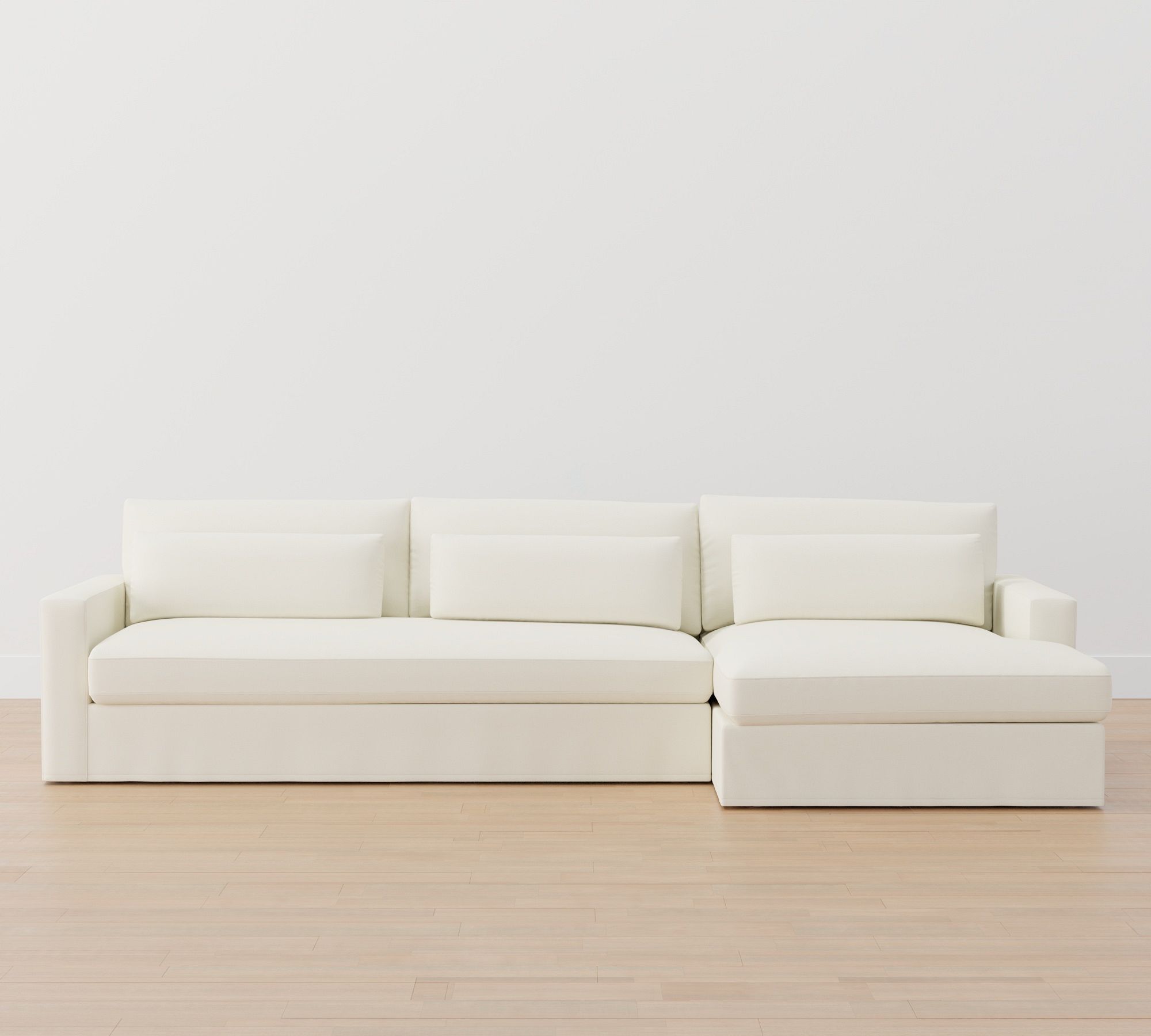 Westwood Square Arm Deep Seat Slipcovered Chaise Sectional (136"-154")