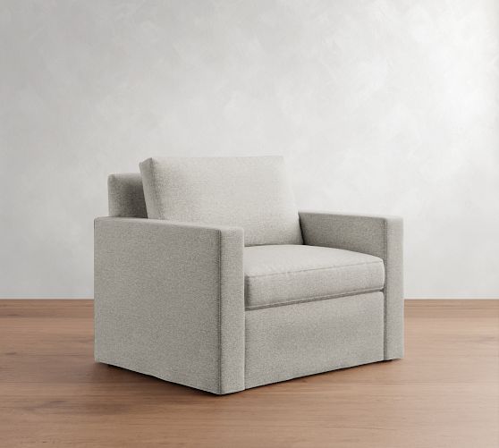 Cameron Modern Square Arm Slipcovered Chair and a Half by Pottery Barn