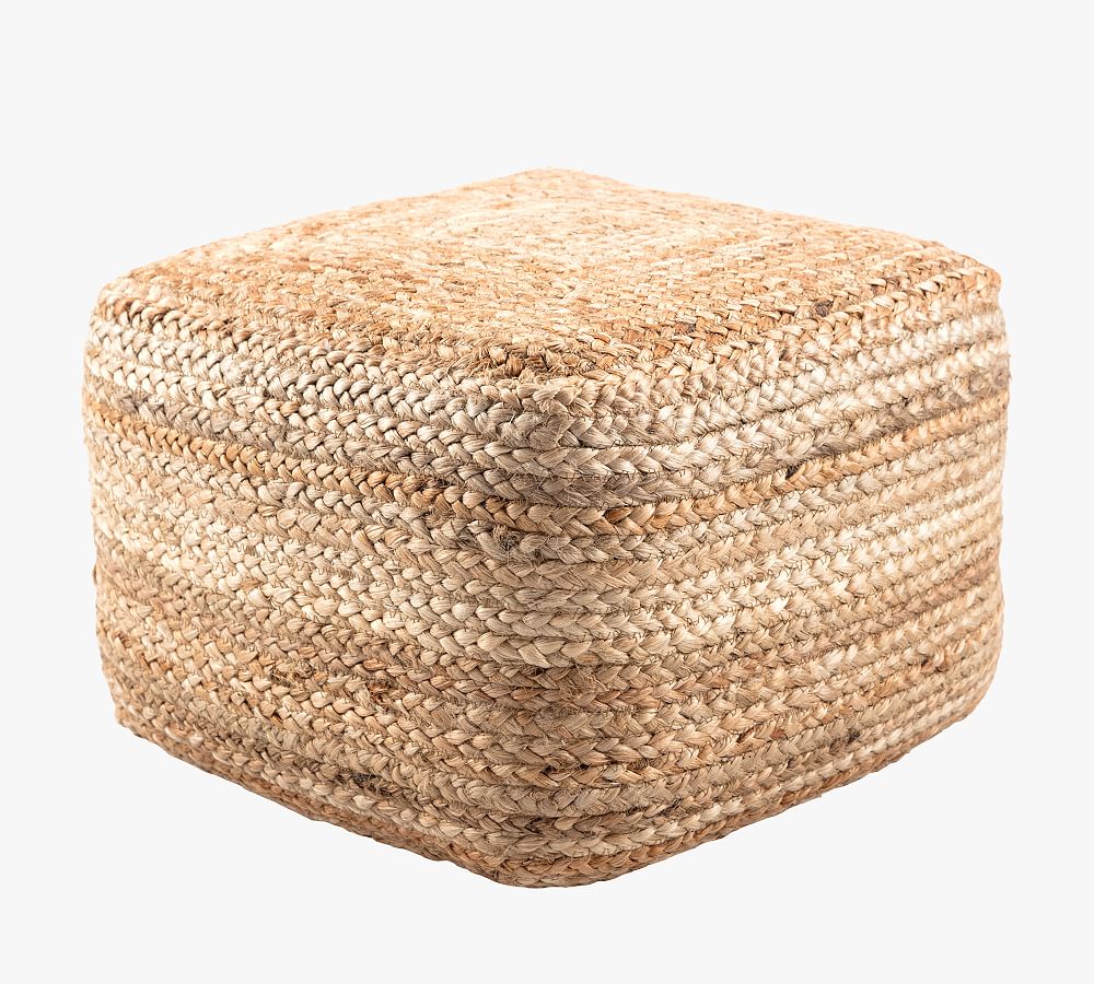 Square Hand Braided Jute Pouf by Pottery Barn