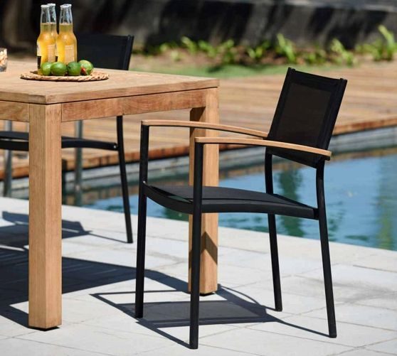 Palmetto Wicker Stackable Outdoor Dining Armchair | Pottery Barn
