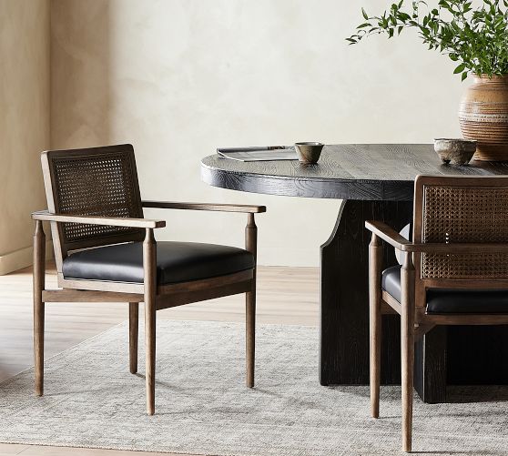 Giselle Cane Leather Dining Armchair by Pottery Barn