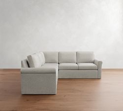 Cameron Modern Roll Arm Slipcovered 3-Piece L-Shaped Sectional (100")