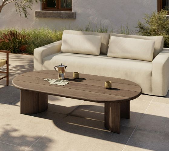Paulina Teak Oval Outdoor Coffee Table (70