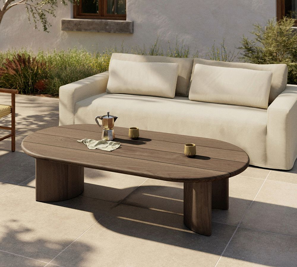Paulina Teak Oval Outdoor Coffee Table (70") by Pottery Barn