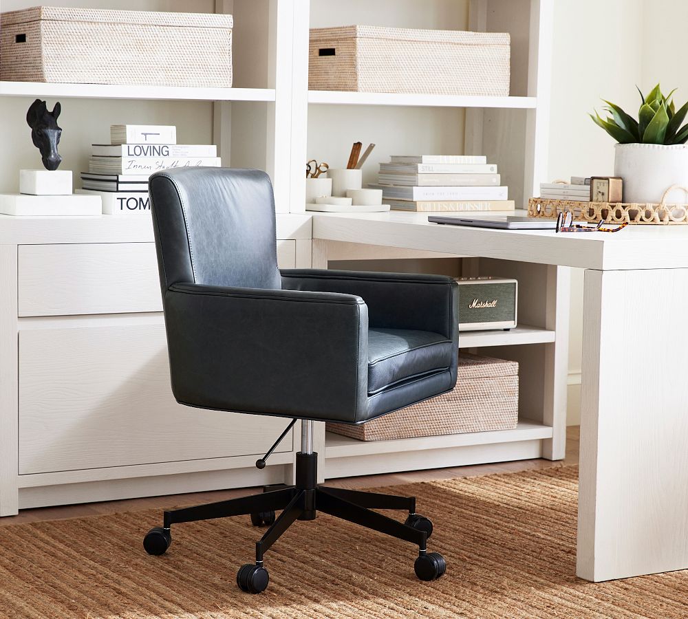 Irving Leather Swivel Desk Chair by Pottery Barn