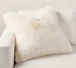 Open Box: Faux Fur Mink Pillow Cover, 24" Square - Ivory