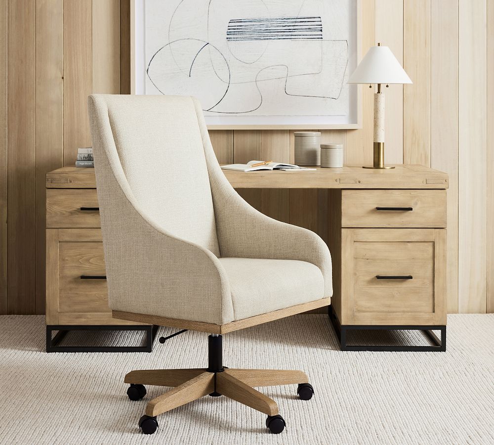 York Upholstered Swivel Desk Chair by Pottery Barn