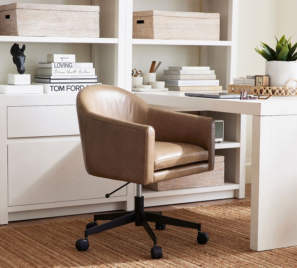 Gideon Leather Swivel Desk Chair by Pottery Barn