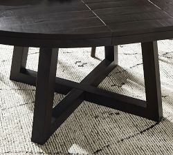 Jenny Round Reclaimed Pine Wood Extendable Dining Table (60"-72")