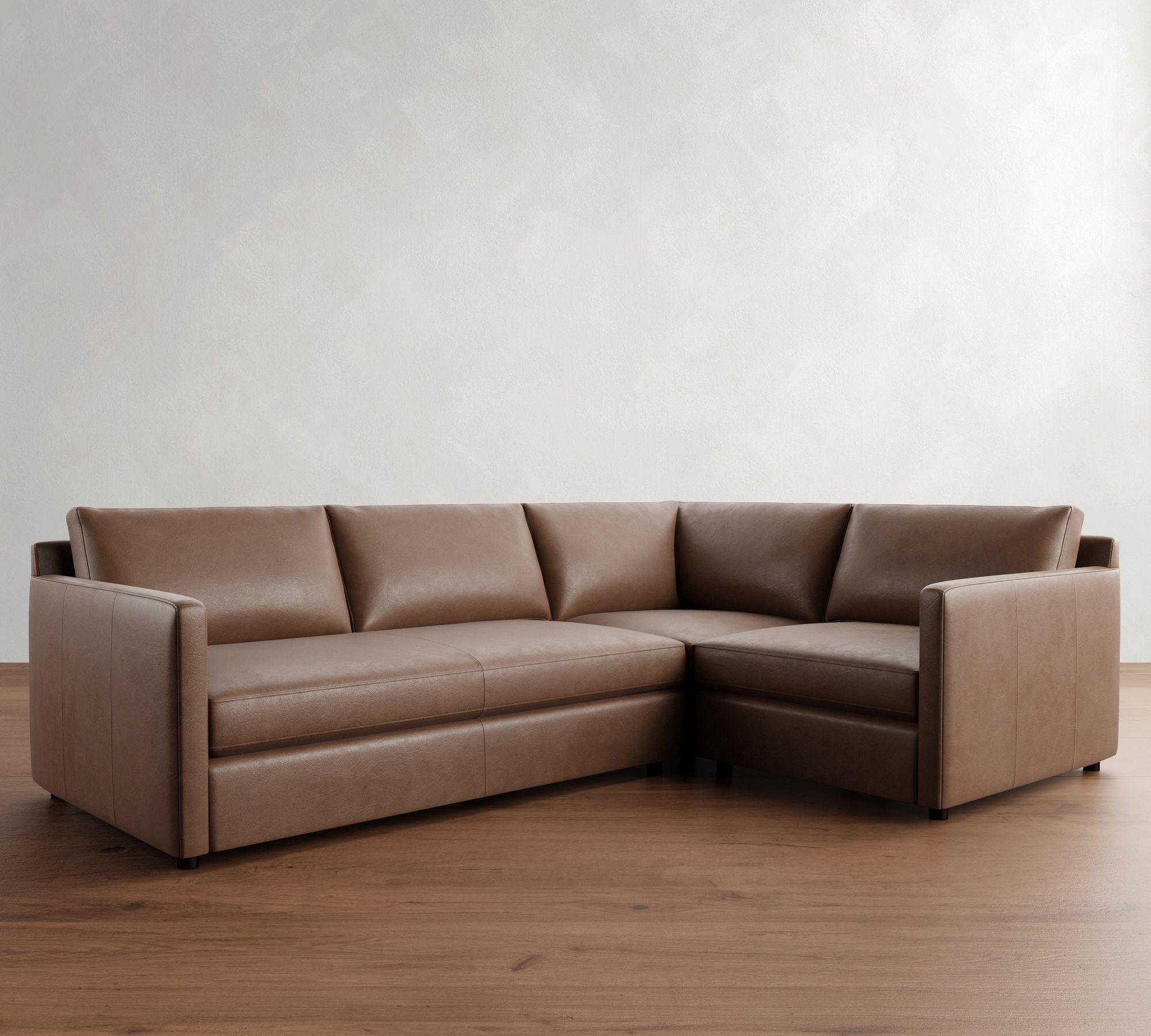 Pacifica Slim Arm Leather 3-Piece Sectional (106")