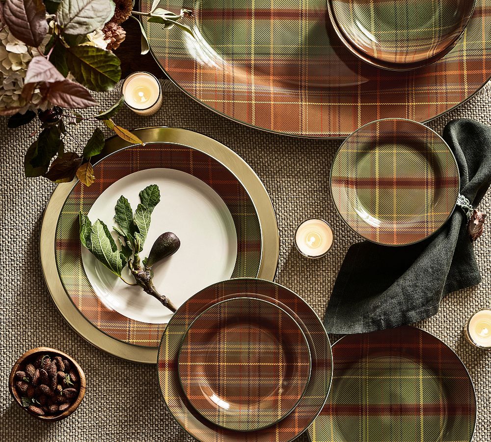 Woodrow Plaid Stoneware Dinnerware Collection by Pottery Barn