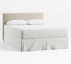 Open Box: Raleigh Square Upholstered Low Headboard without Nailheads, Queen (43.5"H) - Sunbrella® Performance Slub Tweed Pebble, Seadrift