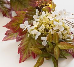Faux Oak Leaf and Hydrangea Wreath &amp; Garland