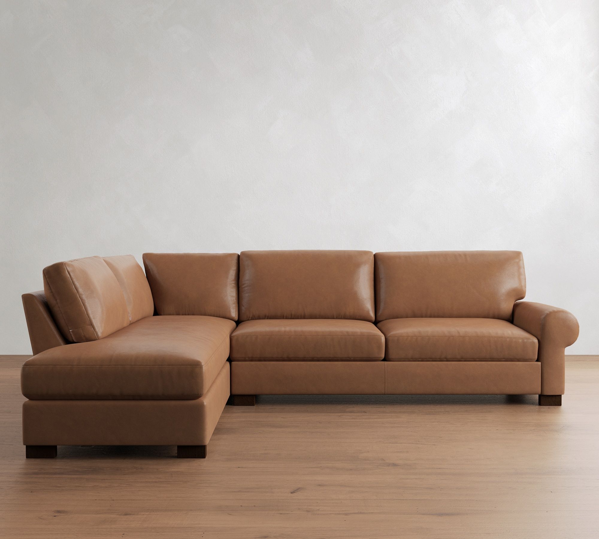 Turner Roll Arm Leather Return Bumper Sectional (109"&ndash;127") - thumbnail 3