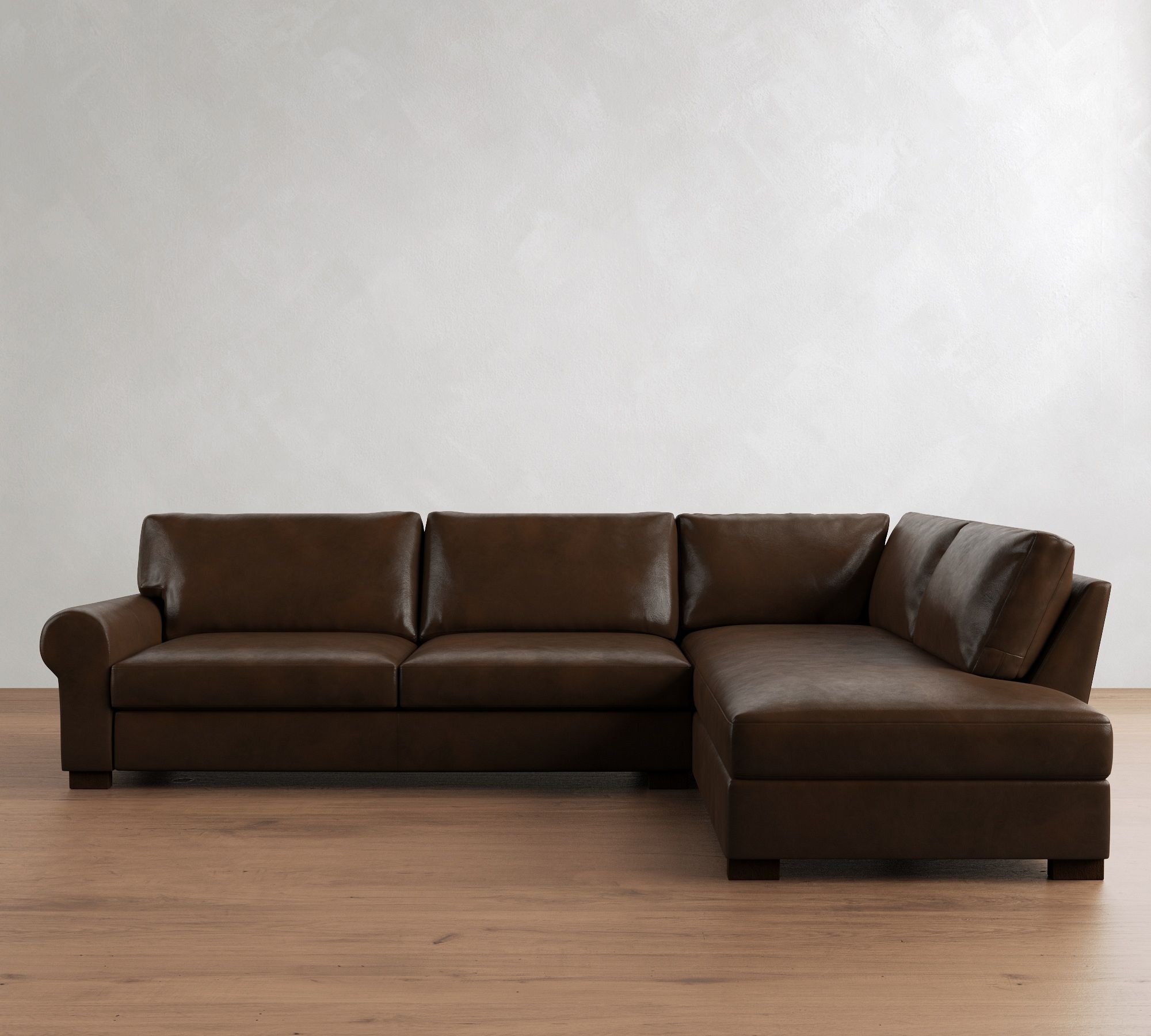 Turner Roll Arm Leather Return Bumper Sectional (109"&ndash;127") - thumbnail 8