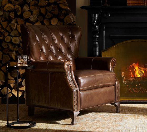 August Leather Recliner by Pottery Barn