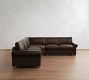 PB Comfort Modern Roll Arm Leather 3-Piece L-Shaped Wedge Sleeper Sectional (121")