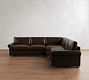 PB Comfort Modern Roll Arm Leather 3-Piece L-Shaped Wedge Sleeper Sectional (121")