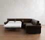PB Comfort Modern Roll Arm Leather 3-Piece L-Shaped Wedge Sleeper Sectional (121")