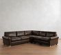 PB Comfort Modern Roll Arm Leather 3-Piece L-Shaped Wedge Sleeper Sectional (121")