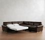 PB Comfort Modern Roll Arm Leather 3-Piece L-Shaped Wedge Sleeper Sectional (121")